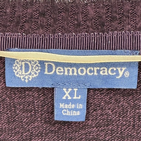 Democracy NWT Plum Marled Sweater‎ Metallic Trim Scoop Neck Y2K Streetwear Sz XL - Picture 5 of 8